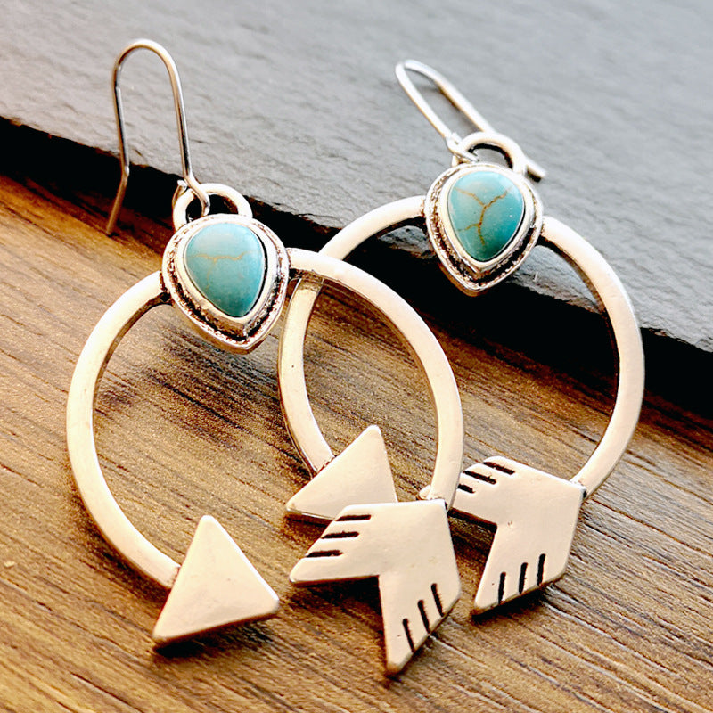Curved love arrow turquoise earrings-canovaniajewelry