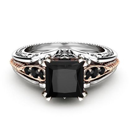 Set with natural gradient square zircon ring-canovaniajewelry