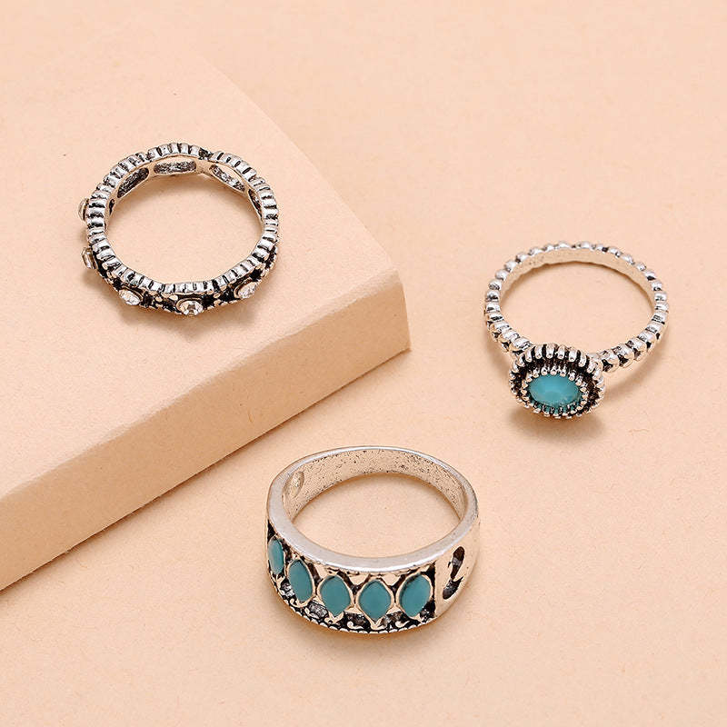 Boho Turquoise Vintage Ring Set-canovaniajewelry