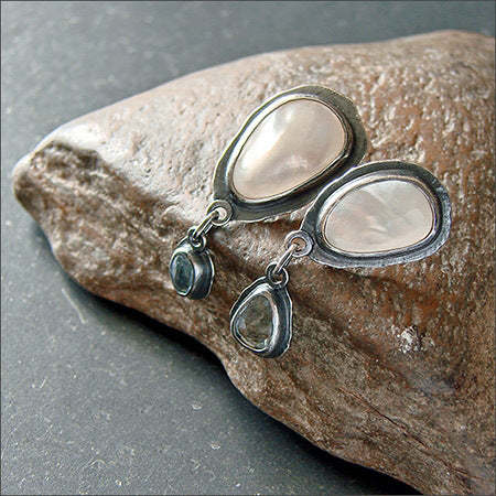 Set with irregular crystal shell earrings-canovaniajewelry