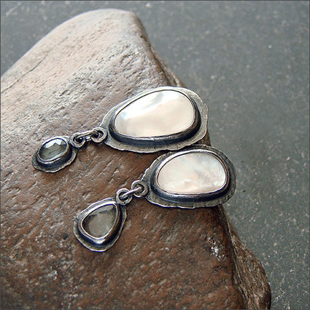 Set with irregular crystal shell earrings-canovaniajewelry