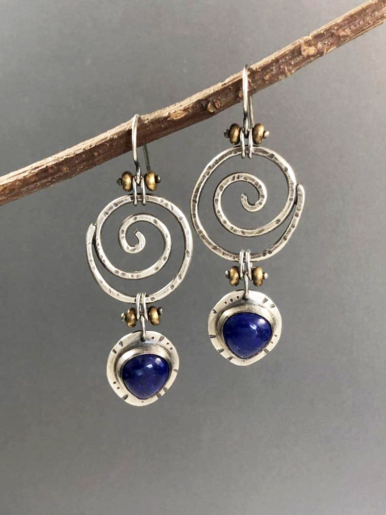 New handmade creative Tay silver lapis earrings-canovaniajewelry