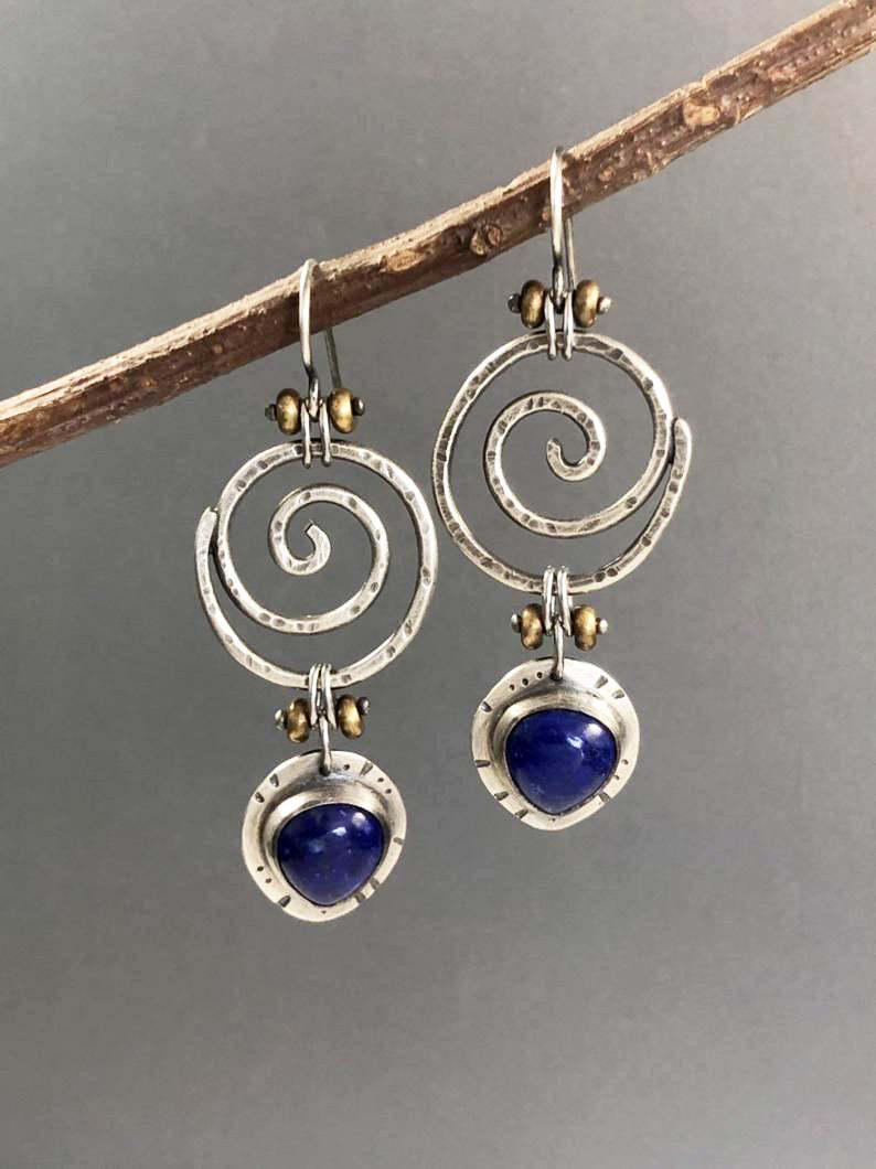 New handmade creative Tay silver lapis earrings-canovaniajewelry