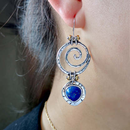 New handmade creative Tay silver lapis earrings-canovaniajewelry