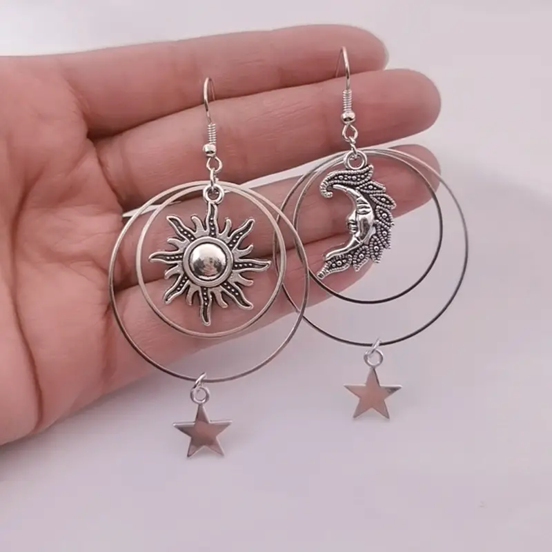 Sun Moon Pentagram Earrings
