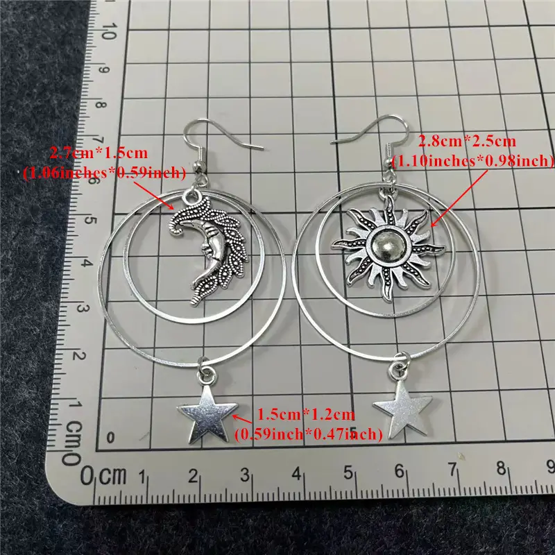 Sun Moon Pentagram Earrings