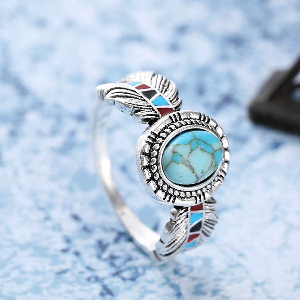 Turquoise Eagle Feather Ring-canovaniajewelry