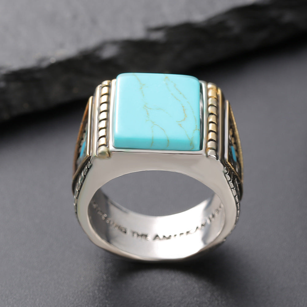 Square Vintage Turquoise rings-canovaniajewelry