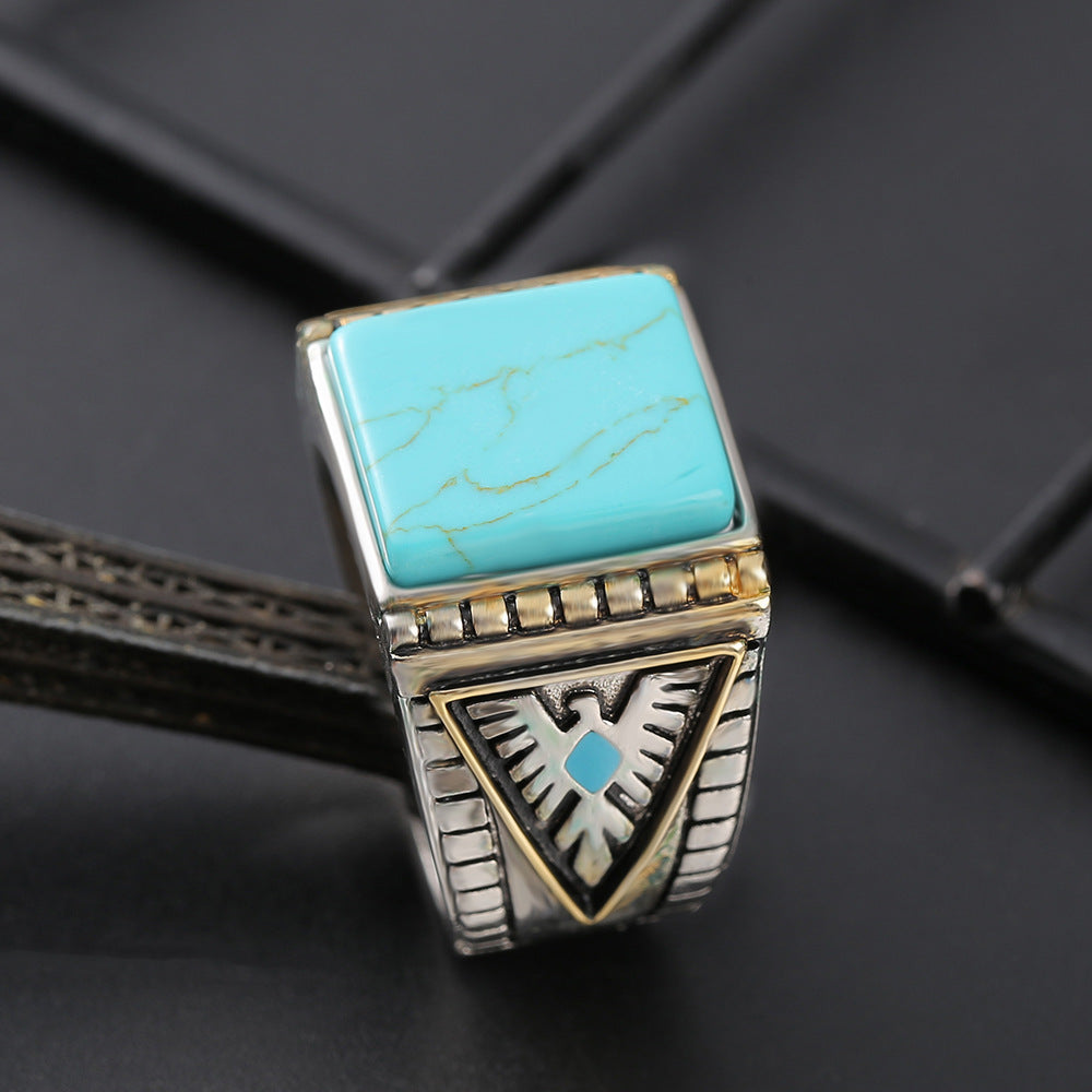 Square Vintage Turquoise rings-canovaniajewelry