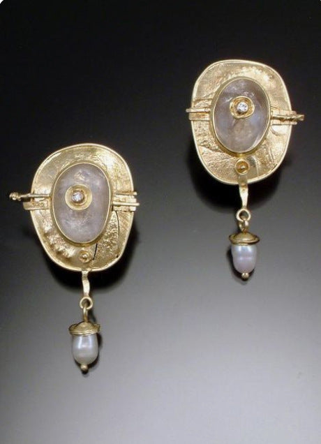 Creative gold enamel and diamond earrings-canovaniajewelry