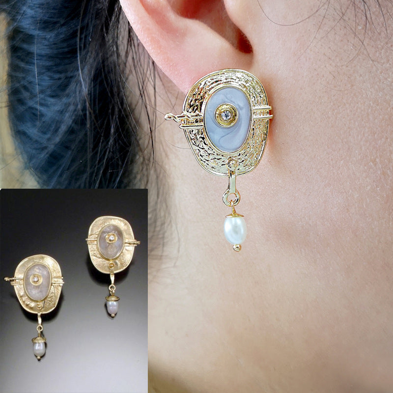 Creative gold enamel and diamond earrings-canovaniajewelry