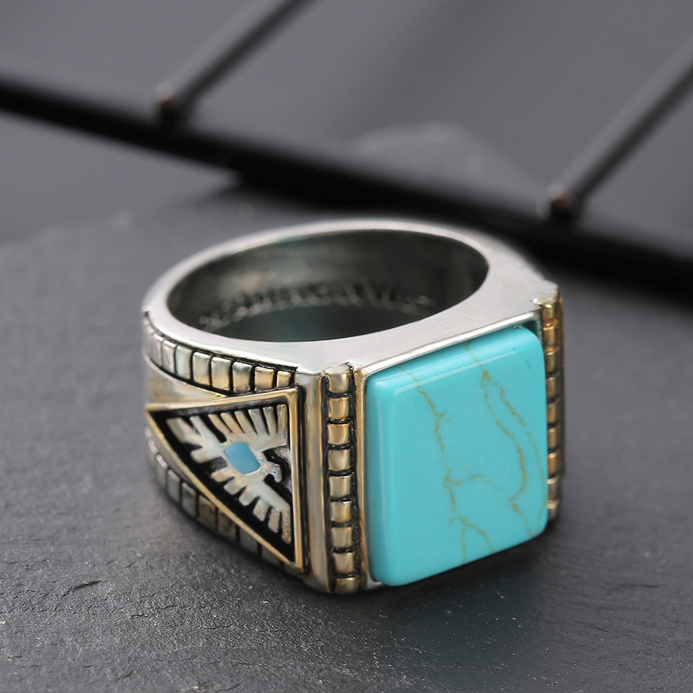 Square Vintage Turquoise rings-canovaniajewelry