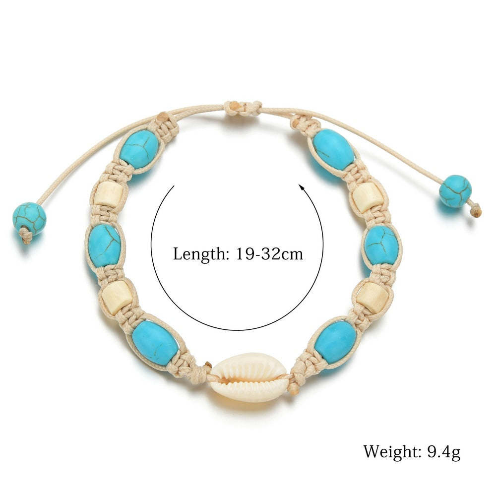 Bohemian shell turquoise anklet-canovaniajewelry