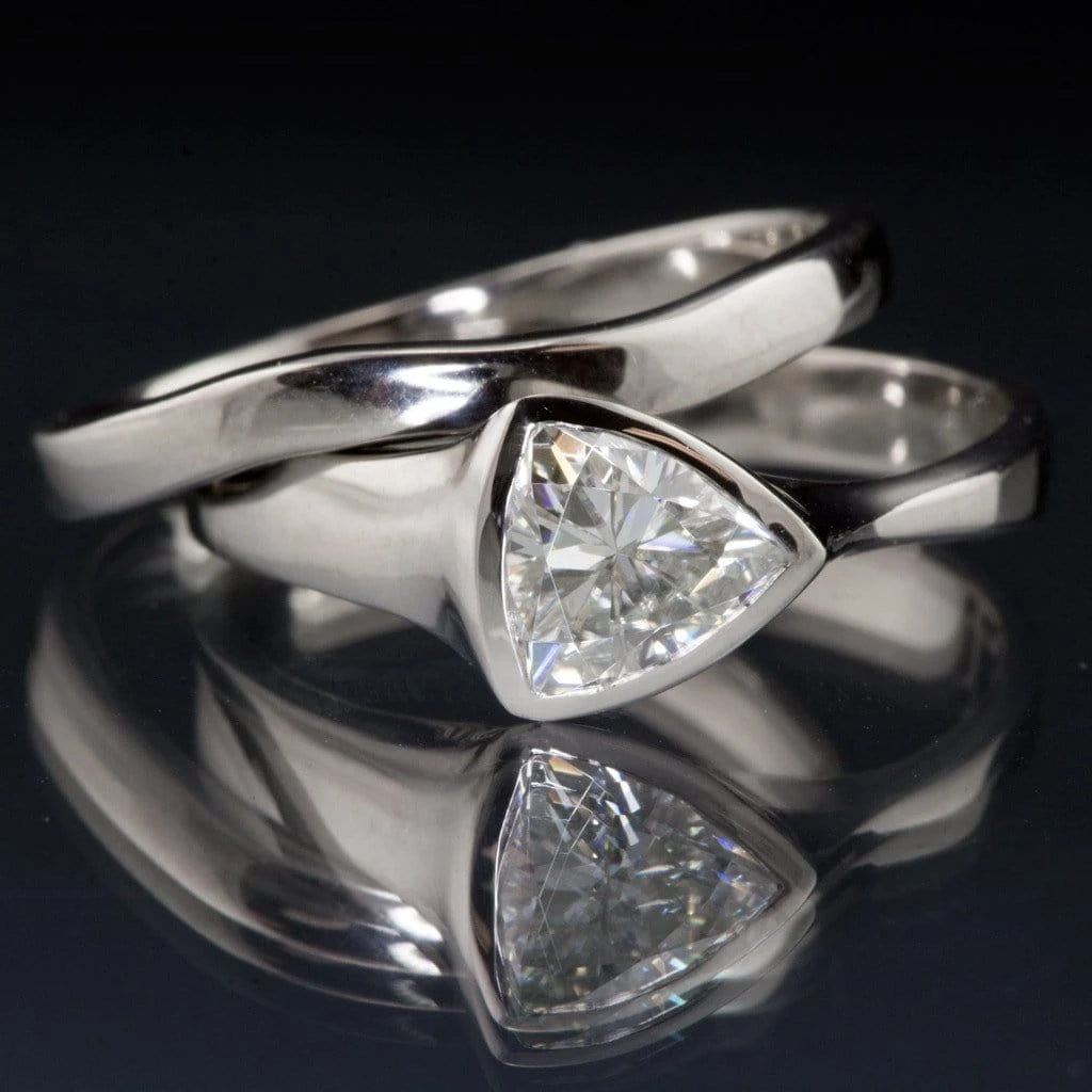 Triangle diamond set exquisite two-piece zircon ring-canovaniajewelry