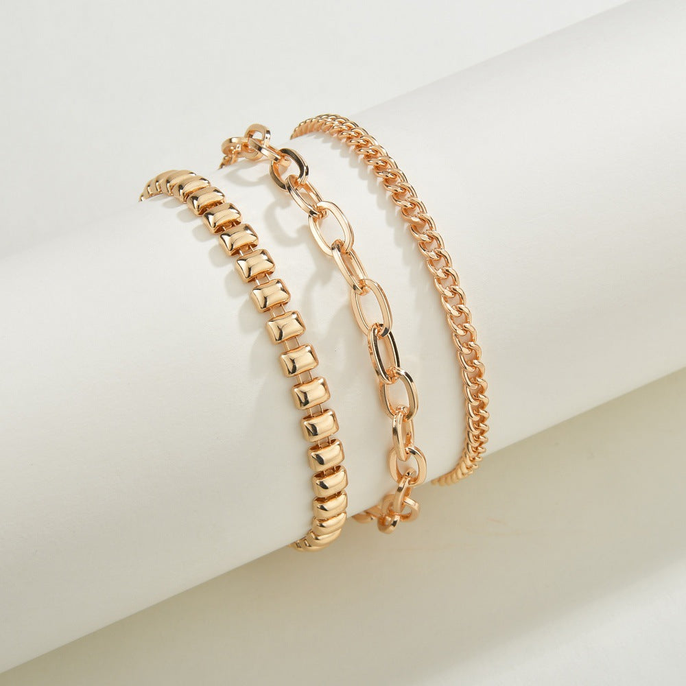 Electroplated 14K Gold 3-Layer Anklet-canovaniajewelry