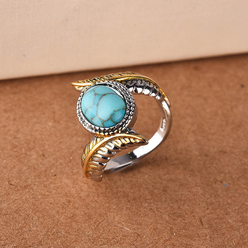 Turquoise Feather Ring-canovaniajewelry