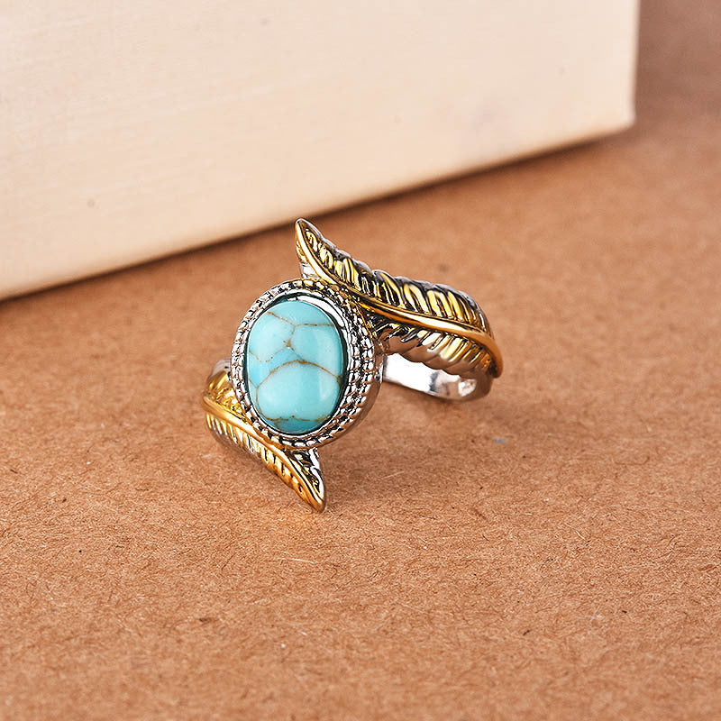 Turquoise Feather Ring-canovaniajewelry
