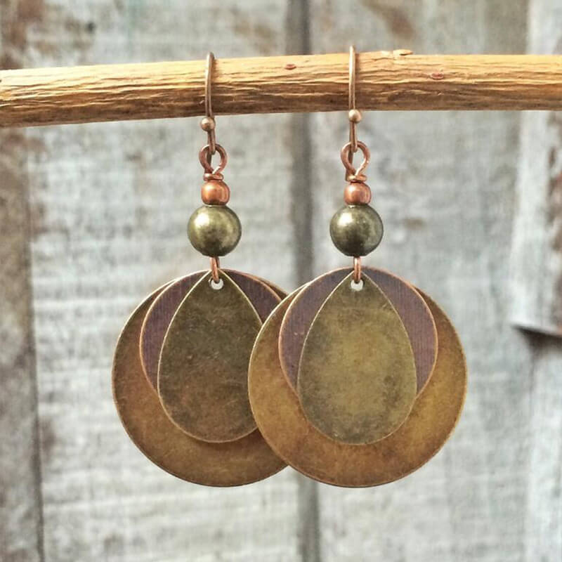 Antique Brass Hoop Layered Earrings-canovaniajewelry