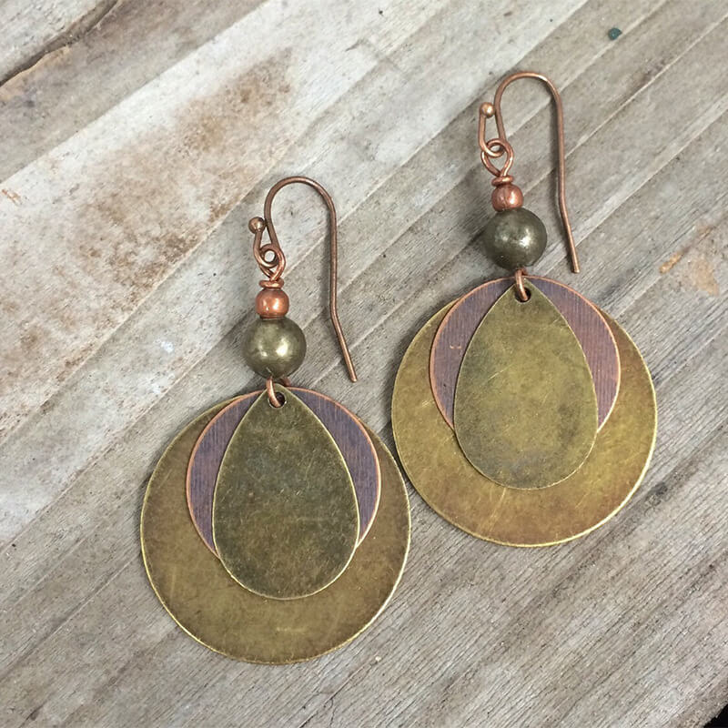 Antique Brass Hoop Layered Earrings-canovaniajewelry