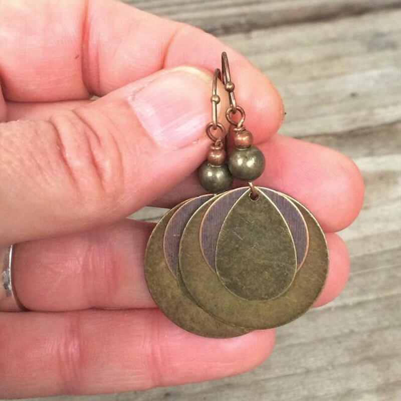 Antique Brass Hoop Layered Earrings-canovaniajewelry