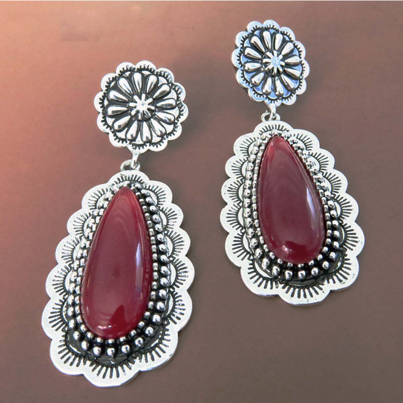 Boho Vintage Ruby Earrings-canovaniajewelry