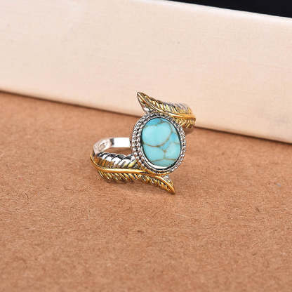 Turquoise Feather Ring-canovaniajewelry