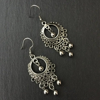 Boho hoop drop earrings-canovaniajewelry