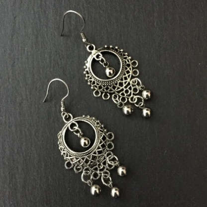 Boho hoop drop earrings-canovaniajewelry