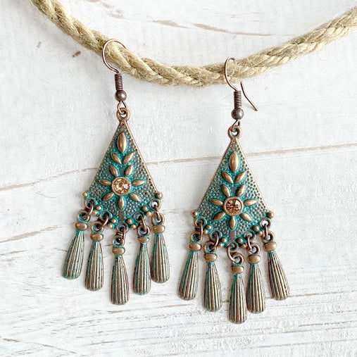 Floral Triangle Alloy Earrings-canovaniajewelry