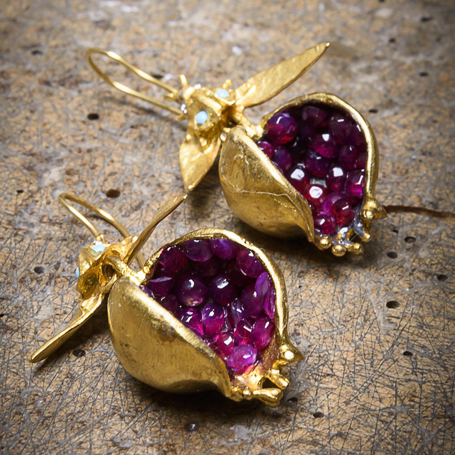 New pomegranate gold earrings-canovaniajewelry