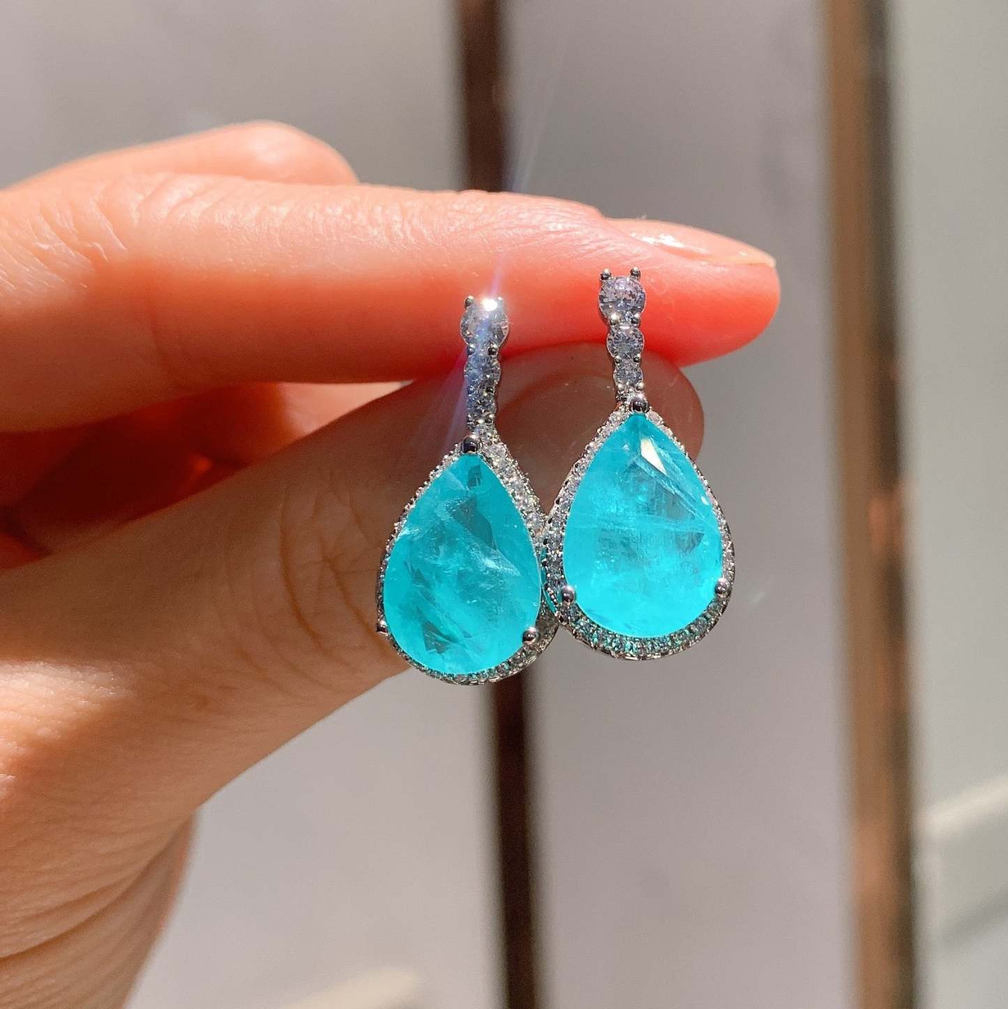 Paraiba Pendant Earrings-canovaniajewelry