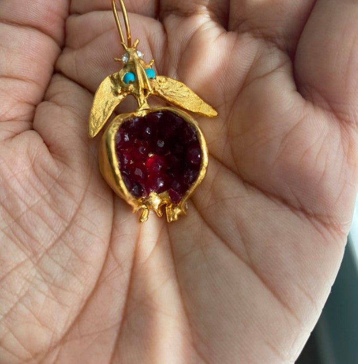 New pomegranate gold earrings-canovaniajewelry