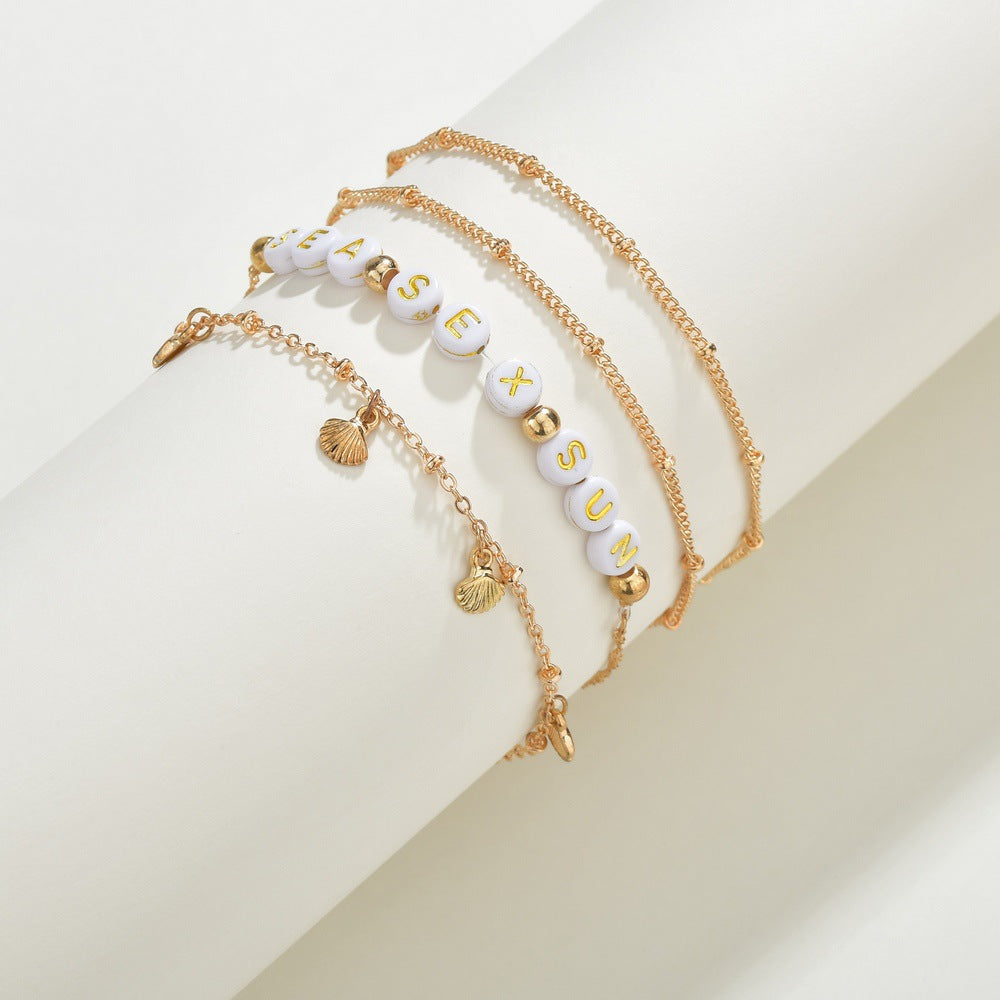 English Letter Alloy Shell Anklet Bohemia-canovaniajewelry