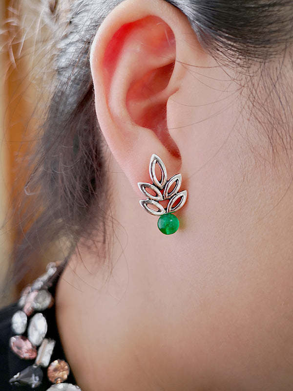 Fashion emerald chalcedony Leaf Earrings-canovaniajewelry