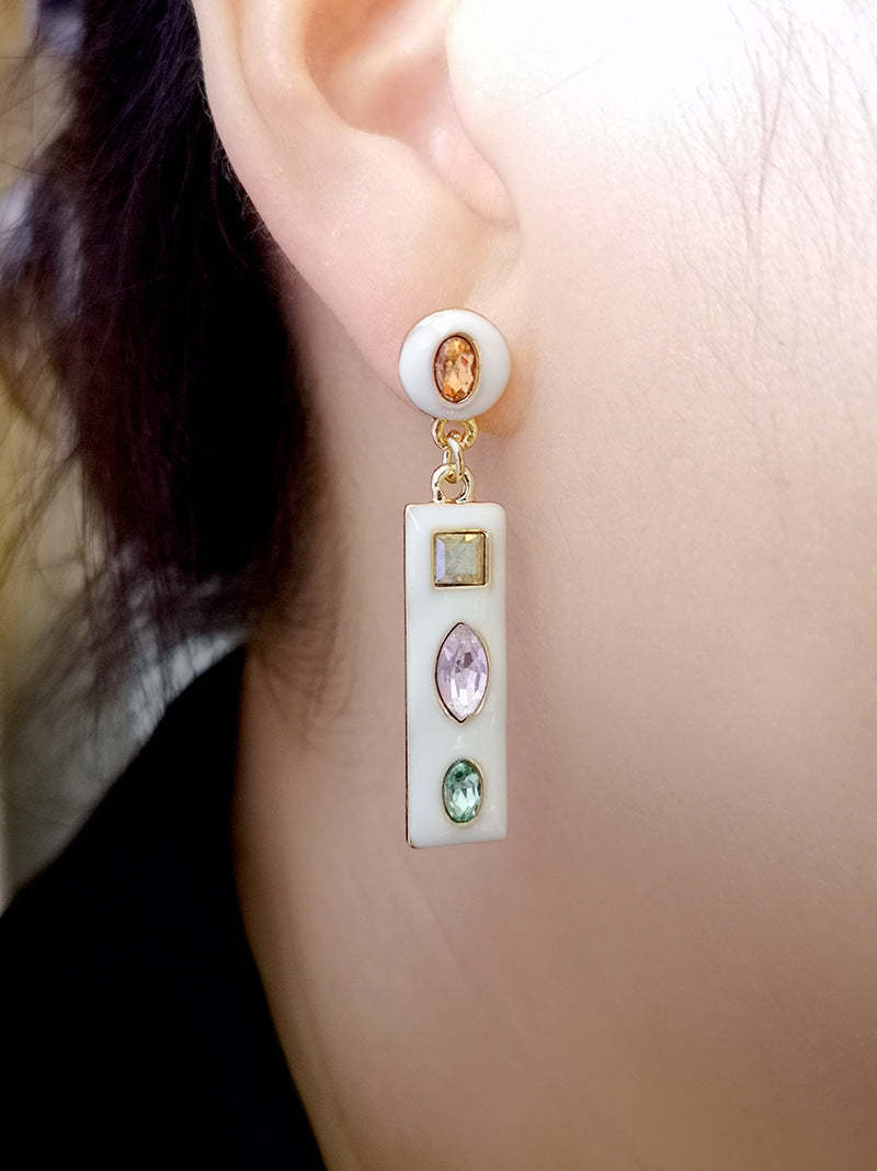 Bohemian Fashion Crystal Gemstone enamel earrings-canovaniajewelry