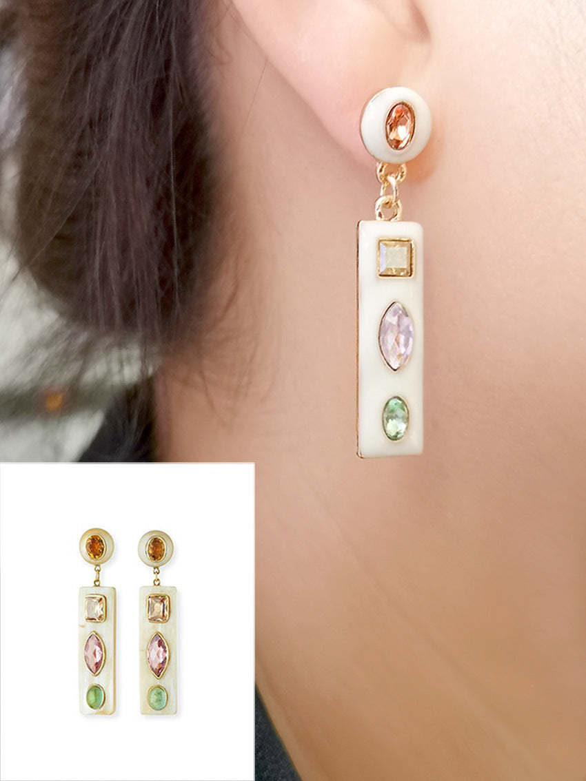 Bohemian Fashion Crystal Gemstone enamel earrings-canovaniajewelry