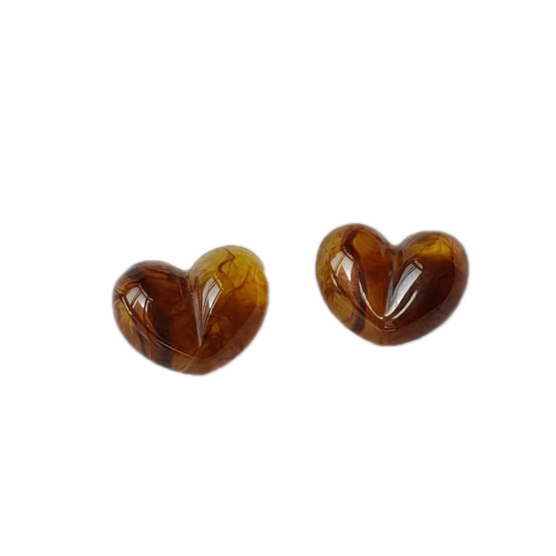Amber color heart shaped earrings-canovaniajewelry