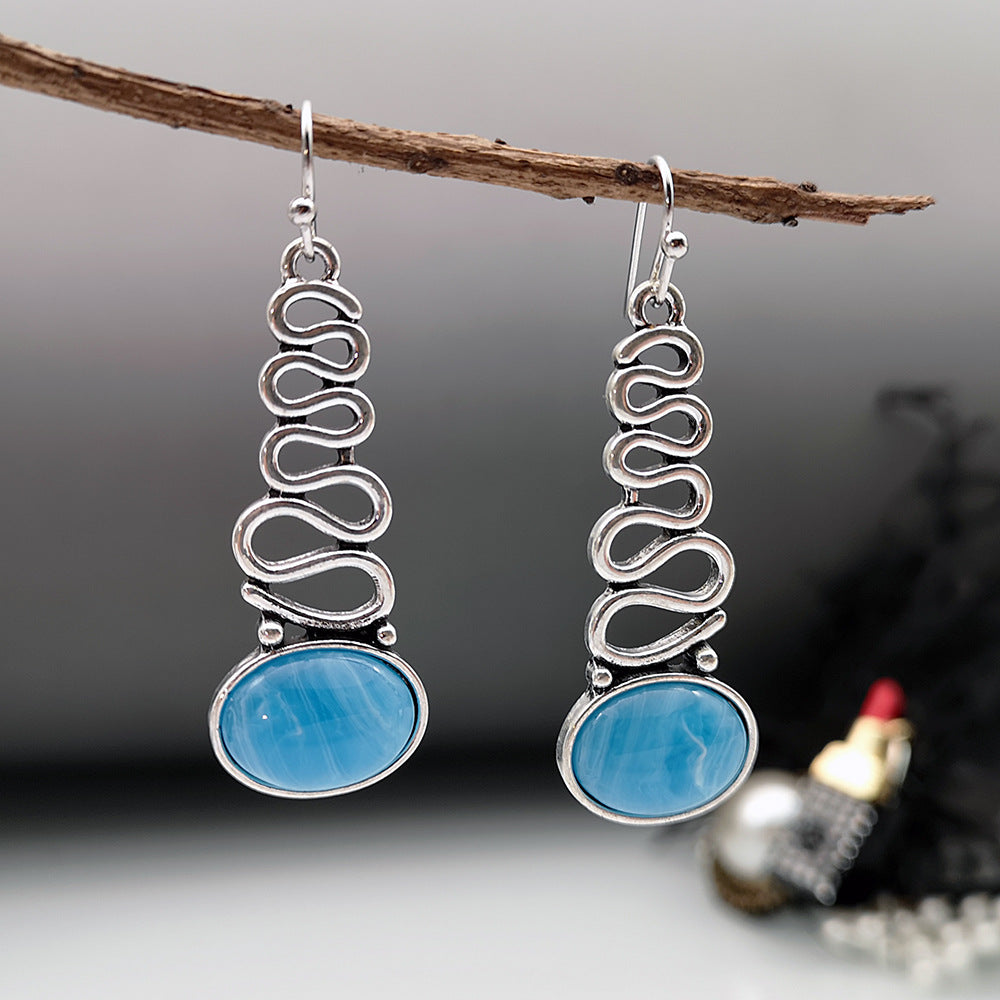 Creative wavy long swing earrings-canovaniajewelry