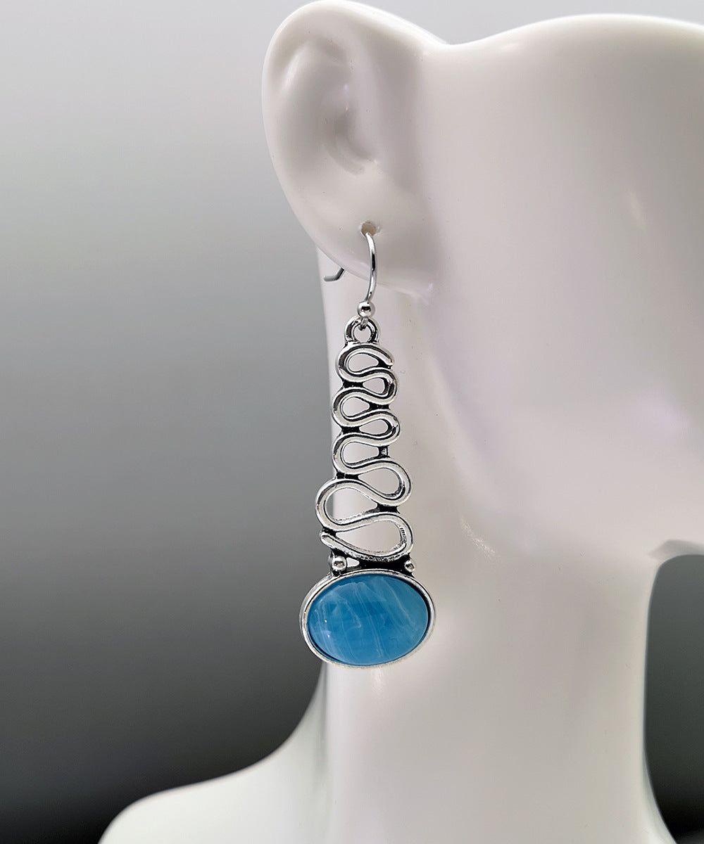 Creative wavy long swing earrings-canovaniajewelry
