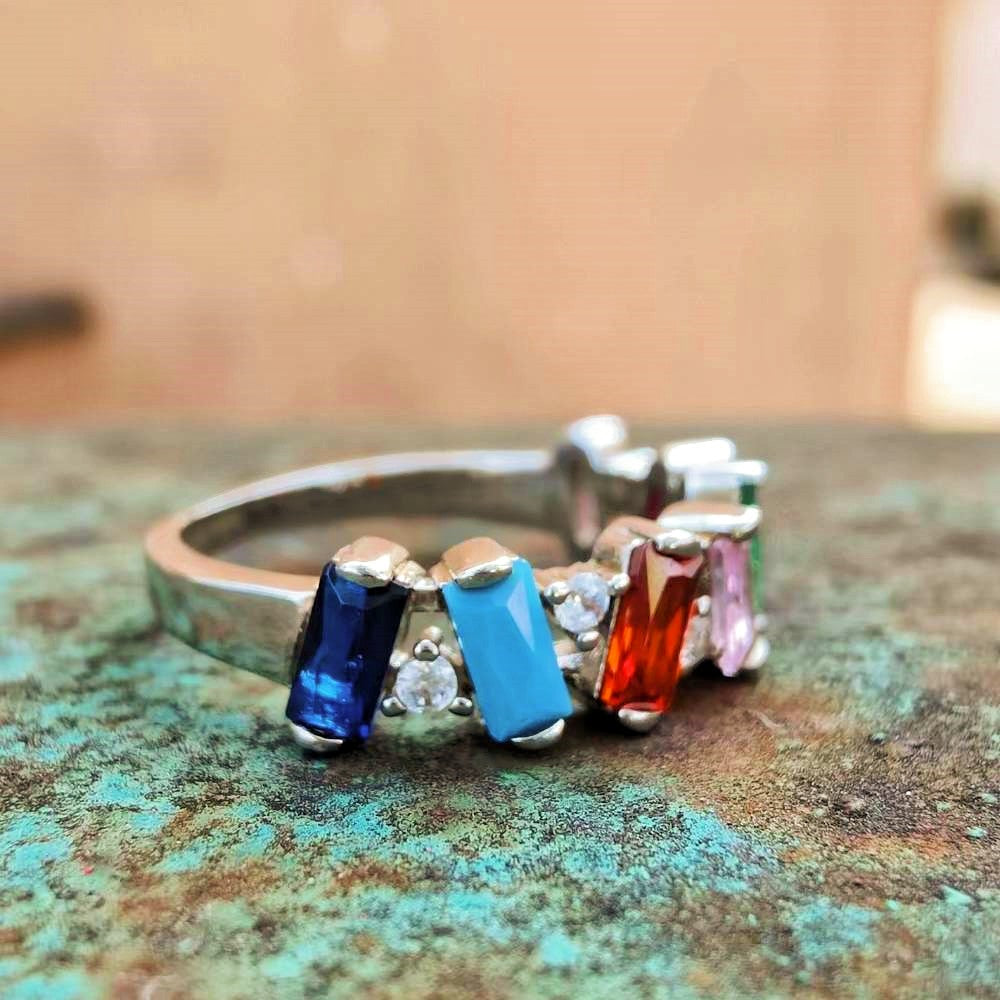 Turquoise Multicolor Gem Rings-canovaniajewelry