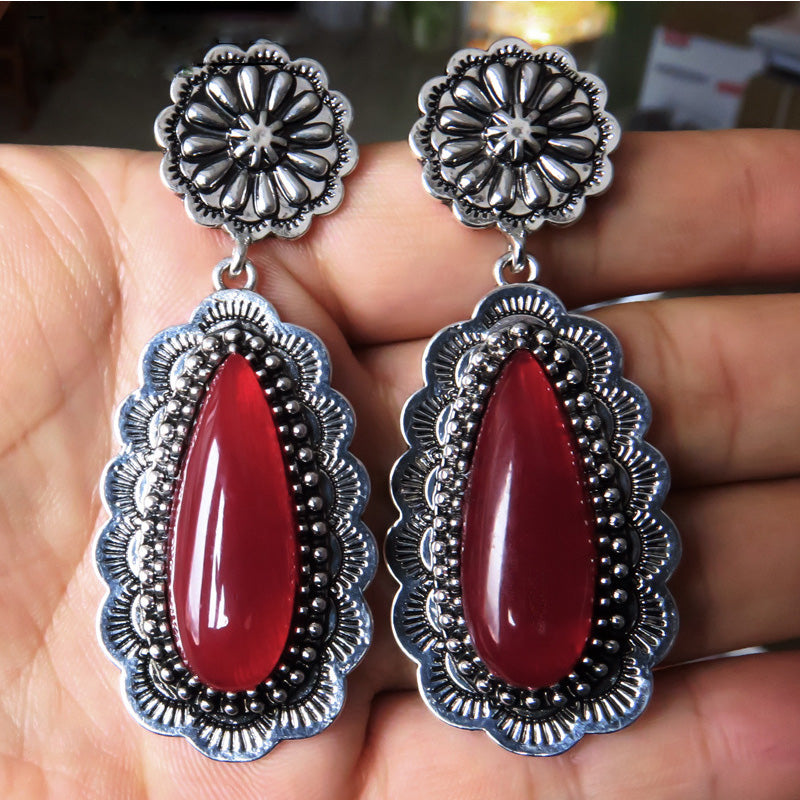 Boho Vintage Ruby Earrings-canovaniajewelry