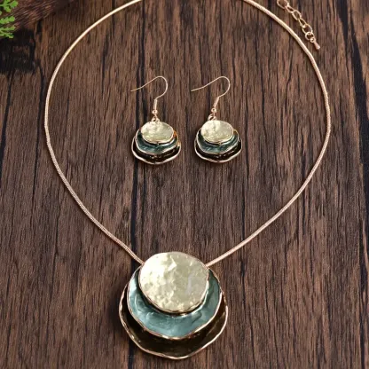 1 Pair Of Earrings + 1 Necklace Boho Style Jewelry Set