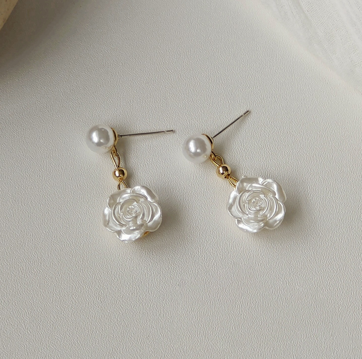 925 Silver Needle Pearl Flower Stud Earrings-canovaniajewelry