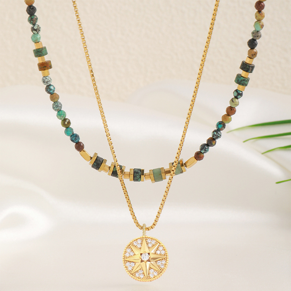 Retro Colorful Natural Stone Handmade Beaded Necklace