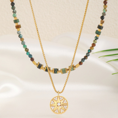 Retro Colorful Natural Stone Handmade Beaded Necklace