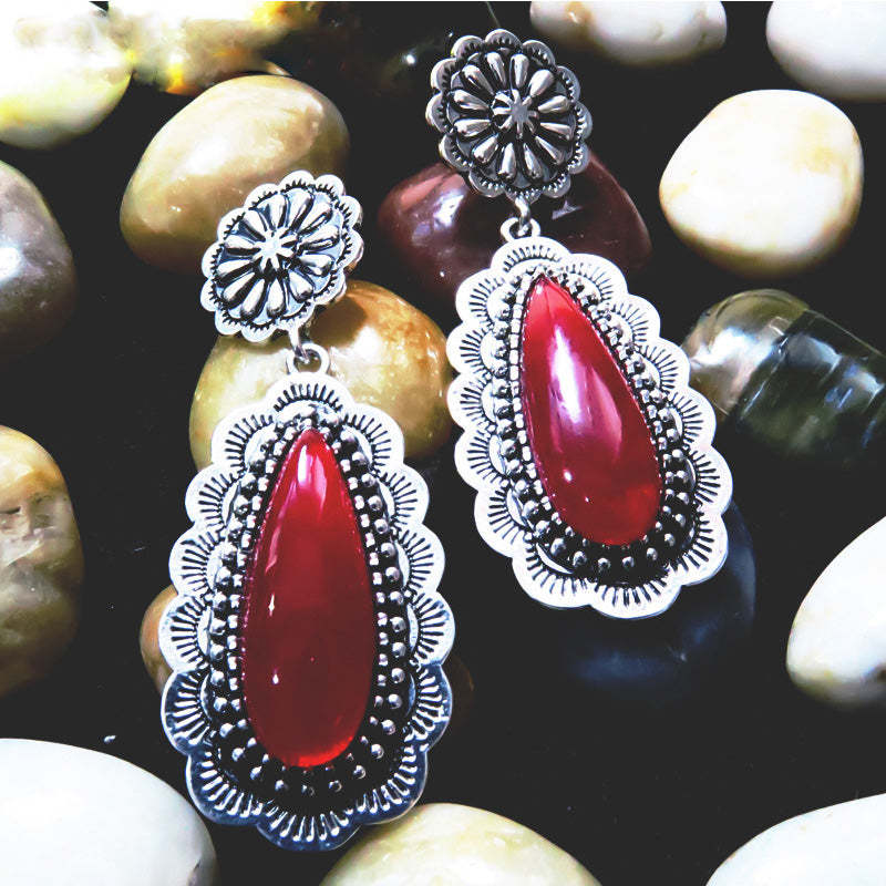 Boho Vintage Ruby Earrings-canovaniajewelry