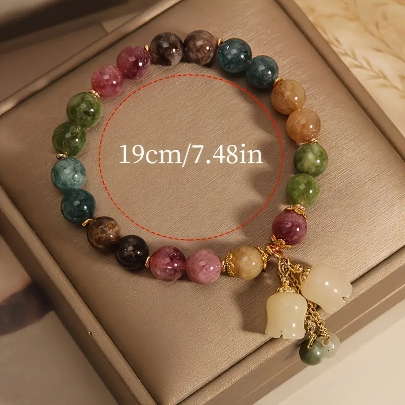 Lily of the Valley Pendant Natural Stone Colored Beryl Bracelet
