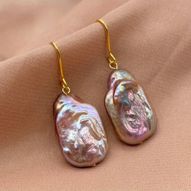 Irregular Baroque Natural Freshwater Pearl Earrings 