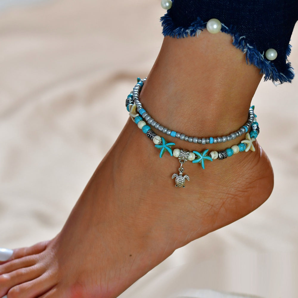 Beach Pendant Starfish Pearl Vintage Turtle Anklet-canovaniajewelry