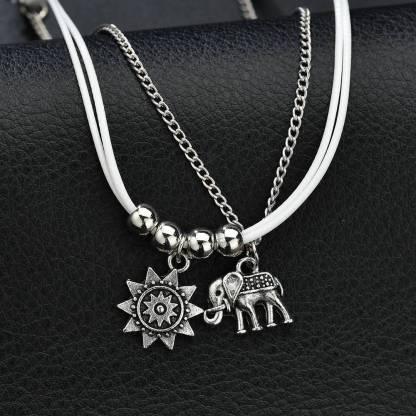 Bohemian Alloy Elephant Sun Multilayer Square Bead Chain Anklet-canovaniajewelry